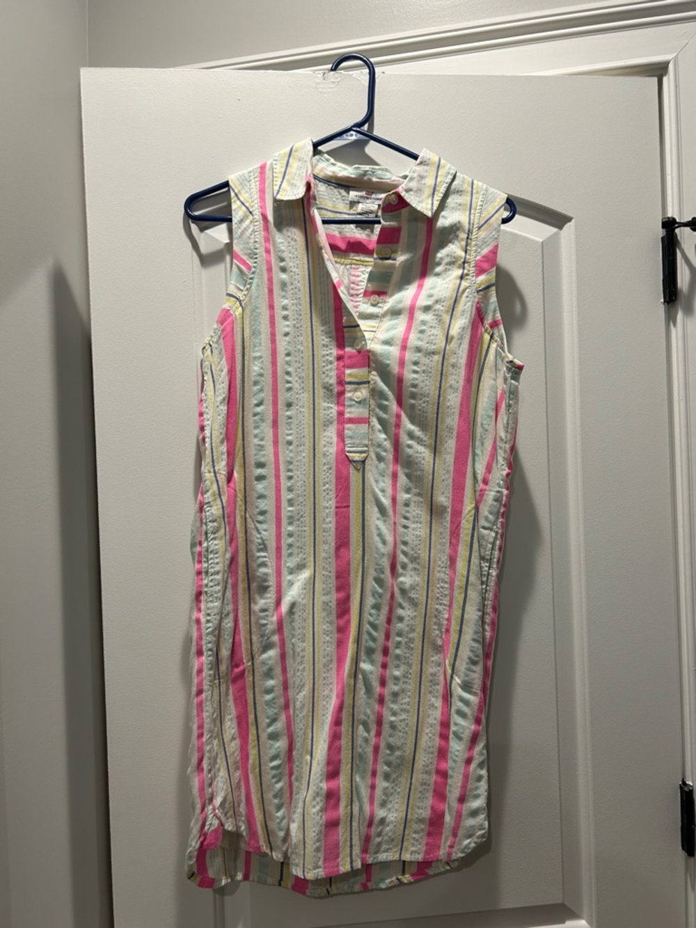 Vineyard Vines Pink, Mint, Yellow, Blue & Cream Striped Sleeveless Tunic
